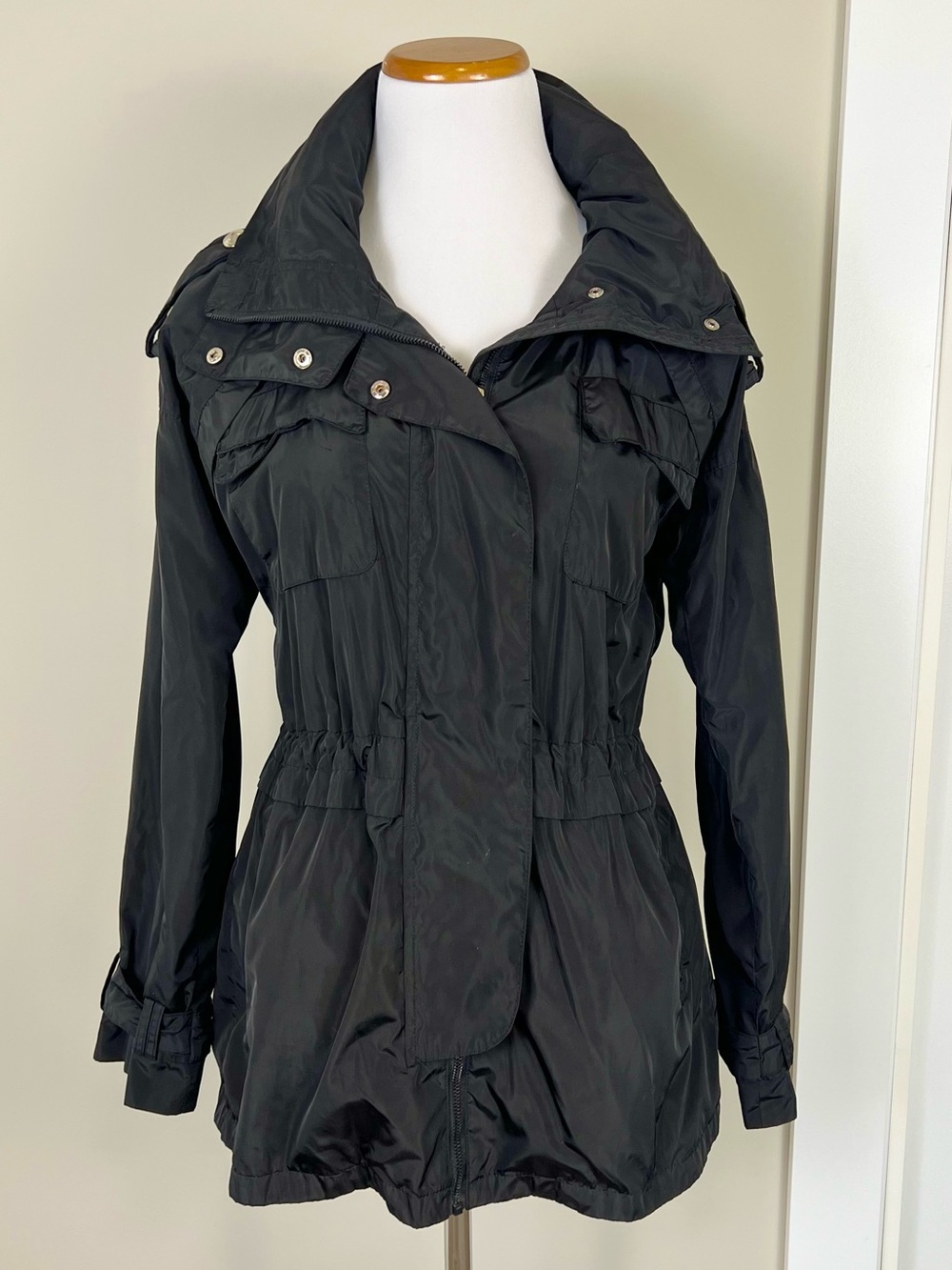 Sam Edelman Black Drawstring Waist Anorak Jacket